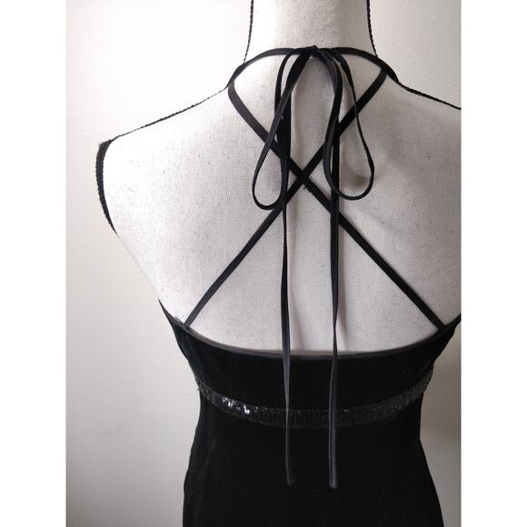 Walter Black Silk Blend Velvet Sequin Strappy Mini Dress Size 6 - Picture 8 of 11